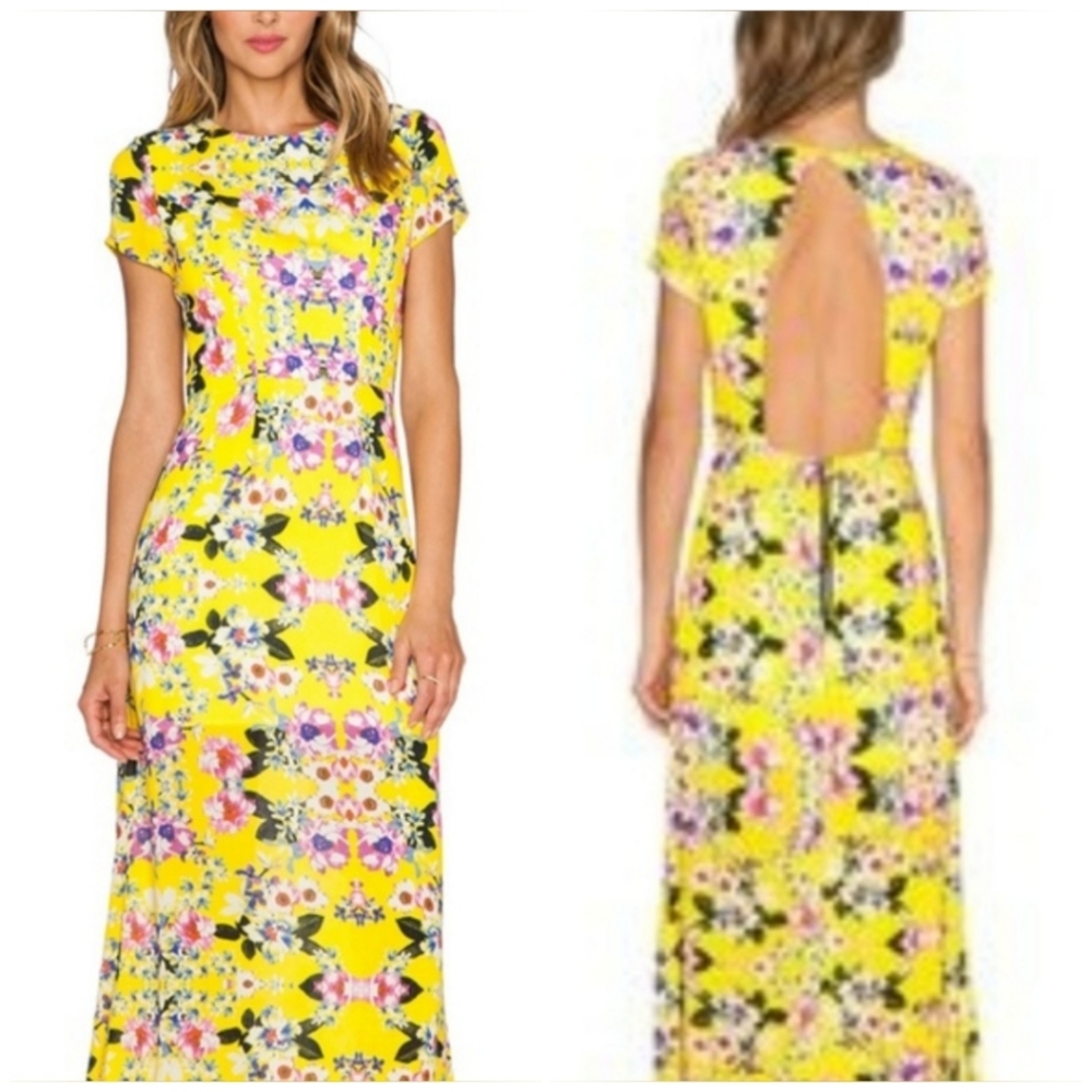 NBD X The XNAVEN Twins Into The Light Floral Yellow Canary Maxi Dress XS